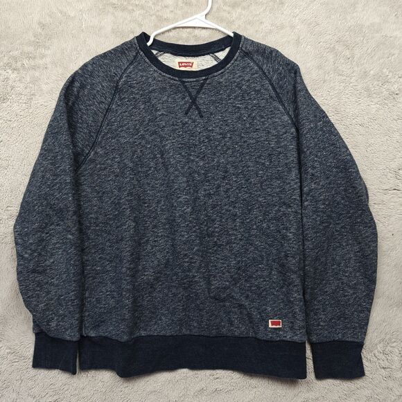 Levi's Fleece Lined Sweater Men's M Grey Preppy Minimalist Basic Plain - Picture 1 of 5